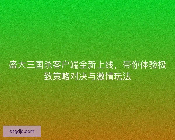 盛大三国杀客户端全新上线，带你体验极致策略对决与激情玩法